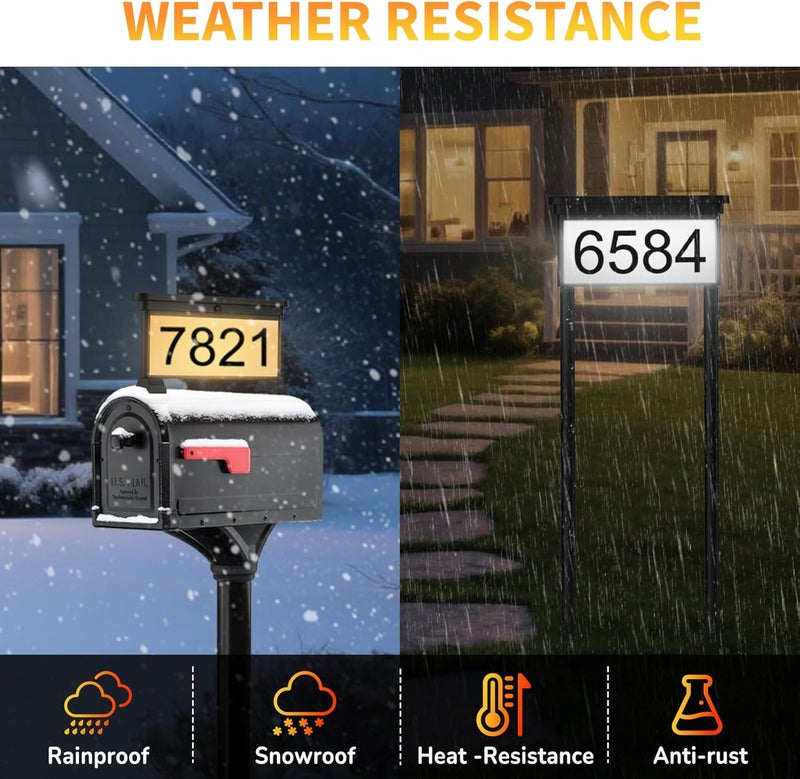 LumiZen Upgraded Solar Address Sign, House Numbers for Outside Double Side, 12-Color Modes Lighting Address Plaque Outdoor Waterproof, Illuminated LED Address Numbers with Stakes for Yard Home Mailbox - Image 5